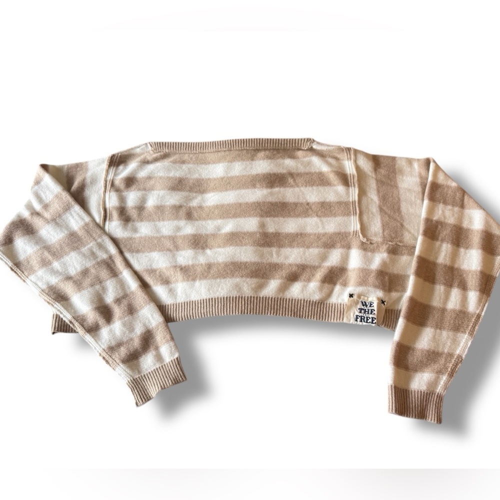 We the Free Free People Knit Sweater Into the Blue Wool Blend Cropped Pullover - Picture 5 of 9
